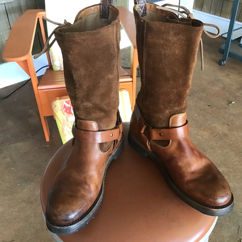 SOLD  -  Ralph Lauren leather & suede boots - Size 10.  Rare